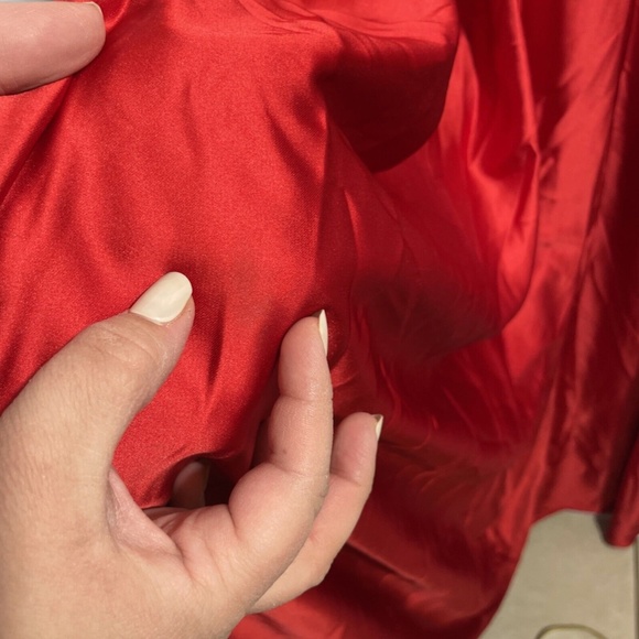 $398 IEENA Mac Duggal [ 14 ] Puff Sleeve Satin A-Line Gown in‎ Red - Picture 16 of 16